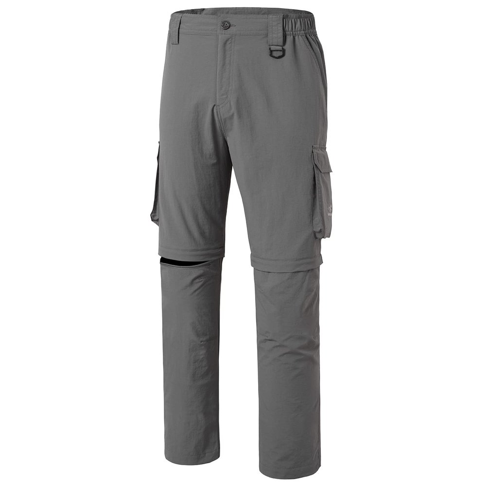 BASSDASH Mens Outdoor Quick Dry Convertible Pants Zip-Off Water Resistant Lightweight Fishing Hiking Cargo Shorts UPF50+ Dark Grey
