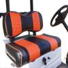 Huskey 4PCS Golf Cart Front/Rear Seat Covers for EZGO Freedom TXT 2014+, Valor Custom Two-Tone Black/Orange Diamond Stitching with Orange Piping, Marine Grade Vinyl Material, Staple on Design view 1