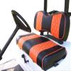 Huskey Golf Cart Front Rear Seat Covers for Club Car DS 2000.5-UP Models, Custom Fit, Black/Orange Diamond Stitching, Marine Grade Vinyl Material, Staple on view 1