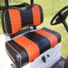 Huskey Golf Cart Front Rear Seat Covers for Club Car DS 2000.5-UP Models, Custom Fit, Black/Orange Diamond Stitching, Marine Grade Vinyl Material, Staple on view 2