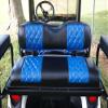 Huskey 4PCS Golf Cart Front/Rear Seat Covers for EZGO Freedom TXT 2014+, Valor Custom Two-Tone Black/Blue Diamond Stitching with Blue Piping, Marine Grade Vinyl Material, Staple on Design view 3