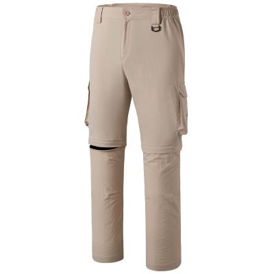 BASSDASH Mens Outdoor Quick Dry Convertible Pants Zip-Off Water Resistant Lightweight Fishing Hiking Cargo Shorts UPF50+ Khaki