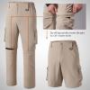BASSDASH Mens Outdoor Quick Dry Convertible Pants Zip-Off Water Resistant Lightweight Fishing Hiking Cargo Shorts UPF50+ Khaki view 4