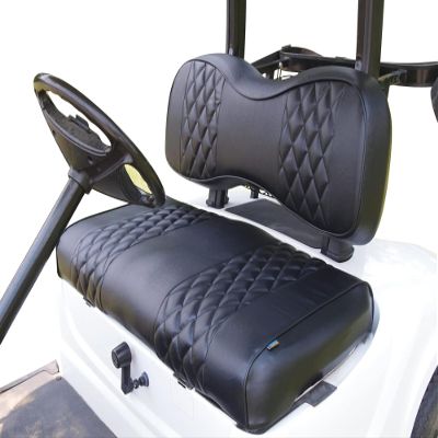 Huskey 4PCS Golf Cart Front/Rear Seat Covers for Club Car DS 2000.5 UP G&E Models Custom Two-Tone Black Diamond Stitching with Black Piping, Marine Grade Vinyl Material, Staple on Design