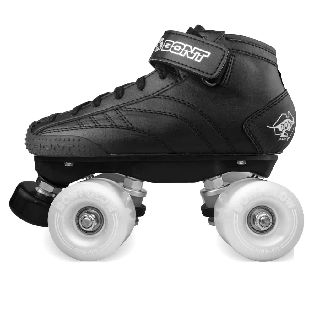 Bont Professional Roller Skate Prostar Kids Package with Glow Light Up Wheels (Bont 12C, Pearl White Wheel)
