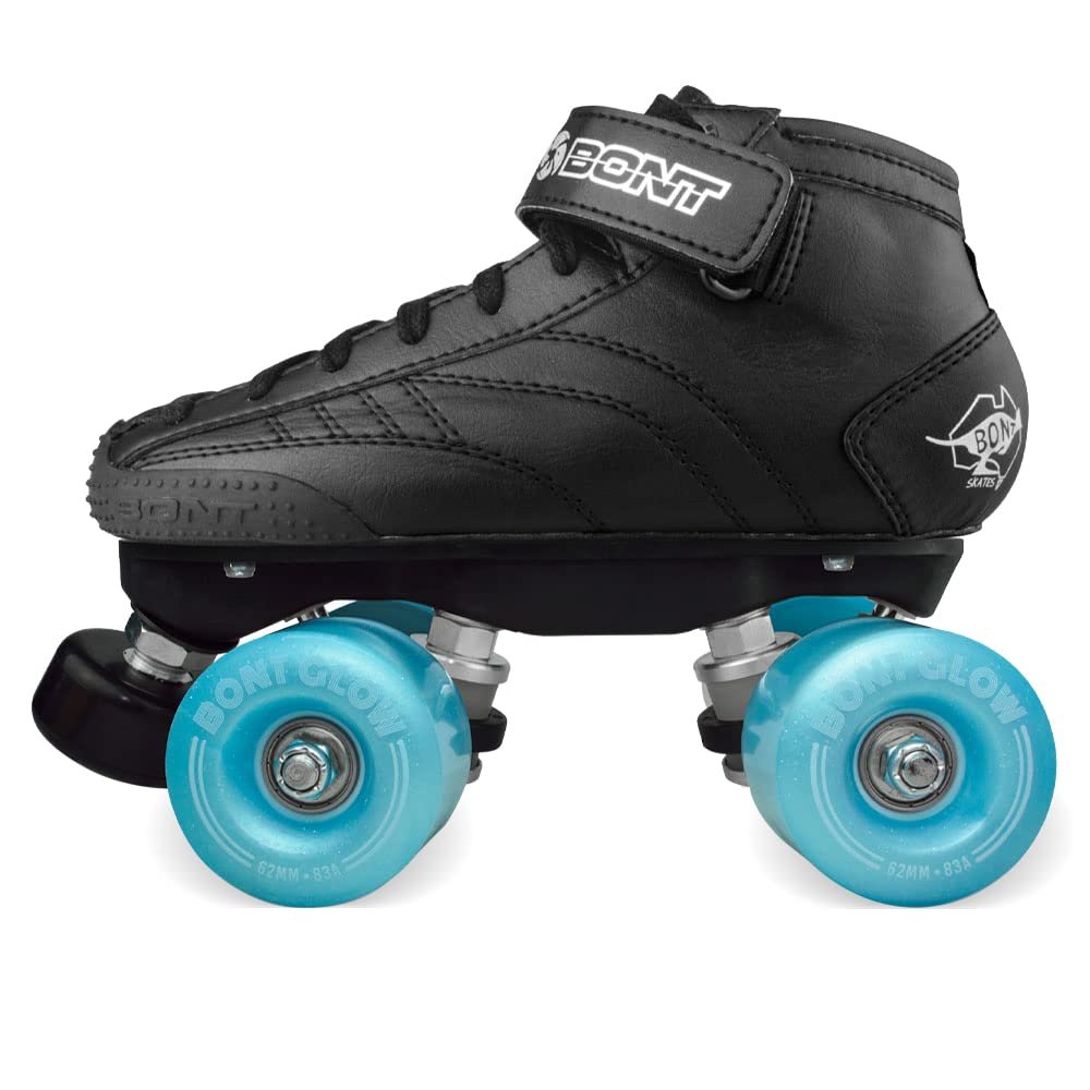 Bont Professional Roller Skate Prostar Kids Package with Glow Light Up Wheels (Bont 3, Tickle Blue Wheel)