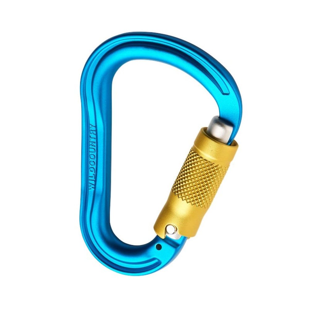 Wild Country Xenon Rock Climbing Carabiner - Lightweight Aluminum Locking Carabiner for Belaying - Blue/Yellow - One Size