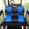 Huskey 4PCS Golf Cart Front/Rear Seat Covers for Club Car Precedent 2004+ G&E Models Custom Two-Tone Black/Blue Diamond Stitching with Blue Piping,Marine Grade Vinyl Material,Staple On Design view 2