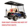 Huskey 4PCS Golf Cart Front/Rear Seat Covers for Club Car Precedent 2004+ G&E Models Custom Two-Tone Black/Blue Diamond Stitching with Blue Piping,Marine Grade Vinyl Material,Staple On Design view 3