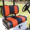 Huskey Golf Cart Front Rear Seat Covers for Club Car Precedent 2004+ Models, Custom Fit, Black/Orange Diamond Stitching, Marine Grade Vinyl Material,Staple On view 1