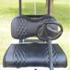 Huskey 4PCS Golf Cart Front Seat Covers for EZGO Medalist/TXT 94-13 Custom Two-Tone Black Diamond Stitching with Black Piping, Marine Grade Vinyl Material, Staple on Design view 2
