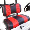 Huskey 4PCS Golf Cart Front/Rear Seat Covers for EZGO Medalist/TXT 94-13 Custom Two-Tone Black/Red Diamond Stitching with Red Piping, Marine Grade Vinyl Material, Staple on Design view 1