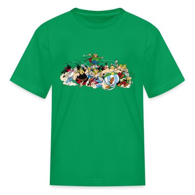 Spreadshirt Asterix & Obelix Gauls Attack Officially Licensed Kid's T-Shirt, M, Kelly Green