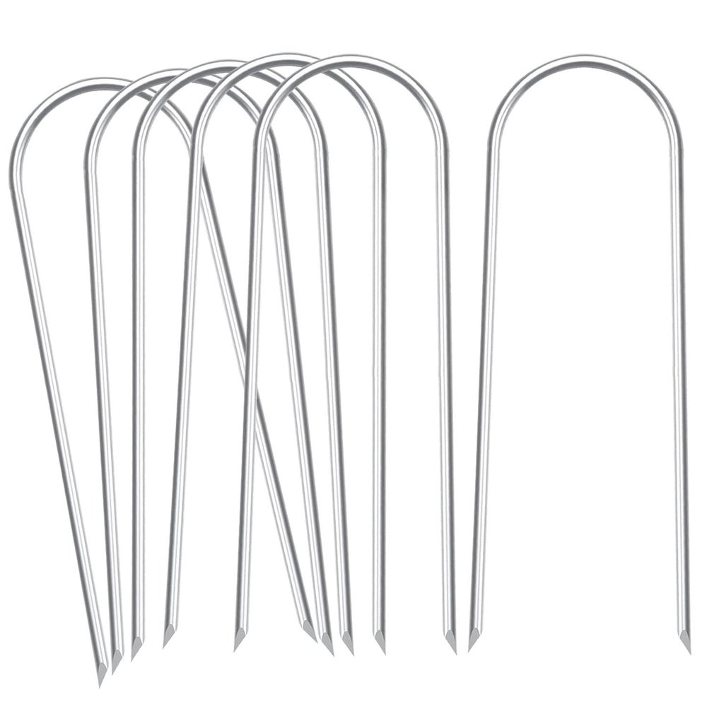 Heavy Duty Trampoline Stakes Anchors High Wind Stakes U- Shaped Sharp Ends Ground Anchor Galvanized Steel 11.8inch Safety Stakes for Soccer, Tents and Garden Decorations