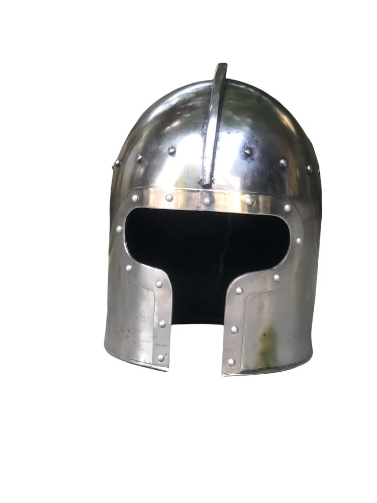 ARTIZANSTORE Medieval Barbute Helmet 18 Gauge Steel Face Barbute Helmet Viking Helmet Warrior Knight Armor Costume (14 gauge)
