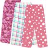 Mad Dog Girl's Pajama Pants - 2/3 Pack, Soft Micro Fleece Fashion Sleepwear Lounge. Sizes: 6-16, 3 Pack, 14-16, Pink Camo/Plaid/Dots view 1