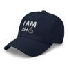 40th Birthday Funny Embroidered Hat, 40 Year Old Cap, I am 39 Plus One Middle Finger Navy view 3