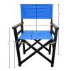 2 pcs Folding Chair Wooden Director Chair Compact Portable Canvas Folding Chair Camping Chair Lightweight Fishing Chair, for Beach Patio Pool Park Picnic Backyard, Populus + Canvas (Color: Blue) view 2