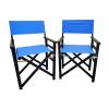 2 pcs Folding Chair Wooden Director Chair Compact Portable Canvas Folding Chair Camping Chair Lightweight Fishing Chair, for Beach Patio Pool Park Picnic Backyard, Populus + Canvas (Color: Blue) view 4