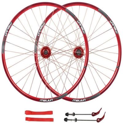 Wheelset 26" MTB Bike Wheel Set,32 Holes Rims Double Wall Quick Release Disc Brake Compatible 7-8-9-10 Speed Bearing Hub Road Wheel (Color : Red, Size : 26inch)