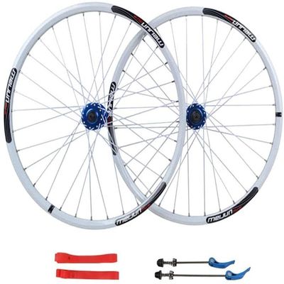 Wheelset 26" MTB Bike Wheel Set,32 Holes Rims Double Wall Quick Release Disc Brake Compatible 7-8-9-10 Speed Bearing Hub Road Wheel (Color : White, Size : 26inch)