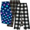 Mad Dog Girl's Pajama Pants - 2/3 Pack, Soft Micro Fleece Fashion Sleepwear Lounge. Sizes: 6-16, 3 Pack, 10-12, Hearts/Buffalo/Black Plaid view 1