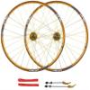 Wheelset 26" MTB Bike Wheel Set,32 Holes Rims Double Wall Quick Release Disc Brake Compatible 7-8-9-10 Speed Bearing Hub Road Wheel (Color : Gold, Size : 26inch) view 1