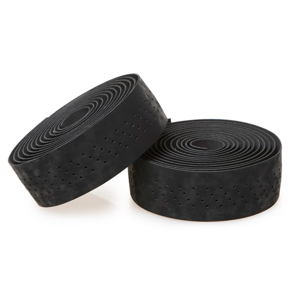 1 Pair Velvet PU Leather Handlebar Belt Bicycle Handlebar Grip Wraps with Bar Plugs (with Breath Holes) Bike Handlebar Tapes for MTB,Road Bike,Black