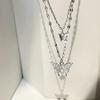 925 Sterling Silver Color O-Chain Double Layer Exquisite Butterfly Pendant Choker Necklace Wedding Gift for Women Fine Jewelry view 4