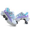 LDRFSE Multifunctional Roller Skates Shoes Automatic Walking Shoes Invisible Pulley Shoes Skates with Double-Row Deform Wheel Outdoor Parkour Shoes for Girls Boys Purple view 1
