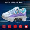 LDRFSE Multifunctional Roller Skates Shoes Automatic Walking Shoes Invisible Pulley Shoes Skates with Double-Row Deform Wheel Outdoor Parkour Shoes for Girls Boys Purple view 3