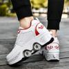 LDRFSE Multifunctional Roller Skates Shoes Automatic Walking Shoes Invisible Pulley Shoes Skates with Double-Row Deform Wheel Outdoor Parkour Shoes for Girls Boys White Red view 3