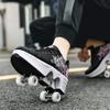 LDRFSE Multifunctional Roller Skates Shoes Automatic Walking Shoes Invisible Pulley Shoes Skates with Double-Row Deform Wheel Outdoor Parkour Shoes for Girls Boys view 2