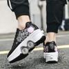 LDRFSE Multifunctional Roller Skates Shoes Automatic Walking Shoes Invisible Pulley Shoes Skates with Double-Row Deform Wheel Outdoor Parkour Shoes for Girls Boys view 3