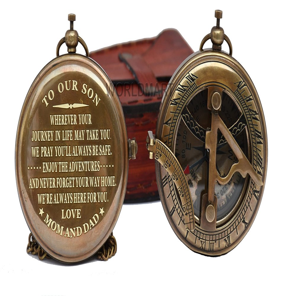 WORLDMART to My Son Camping Compass Engraving with Gift Compass -Mom to Son -Dad to Son Gift- for Loved Ones Gift on Any Occasion ((to Our Son))