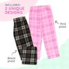 Mad Dog Girl's Pajama Pants - 2/3 Pack, Soft Micro Fleece Fashion Sleepwear Lounge. Sizes: 6-16, 2 Pack, 10-12, Black Plaid/Pink Plaid view 3