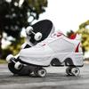 Double-Row Deform Wheel 2 in 1 Removable Pulley Skates Male and Female Skating Shoes Adult Children's Automatic Walking ShoesOutdoor Sports Kick Rollershoes view 3