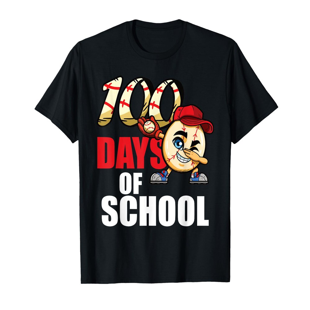 100 days of school shirt baseball boys 100th day shirt T-Shirt
