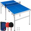 Best Choice Products 6x3ft Portable Ping Pong Table, Mid-Size Folding Indoor Outdoor Table Tennis w/ 2 Paddles, 4 Balls Included, Carrying Bag - Blue view 1