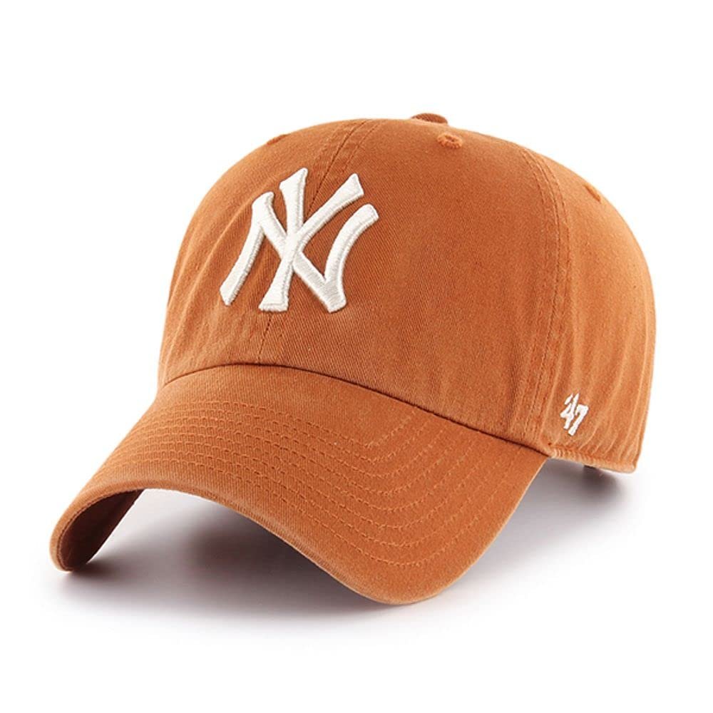 47 New York Yankees Clean Up Dad Hat Baseball Cap - Burnt Orange/White