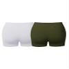 Made by Emma Daily Basic Seamless Lightweight Ribbed Biker Shorts White/Darkolive 1XL/2XL view 2