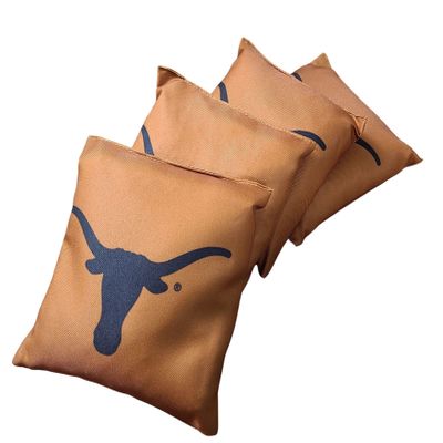 Wild Sports NCAA Cornhole Duck Cloth All Weather Tournament Regulation Bean Bags 6" x 6", 16oz (Texas Longhorns Orange/Black)