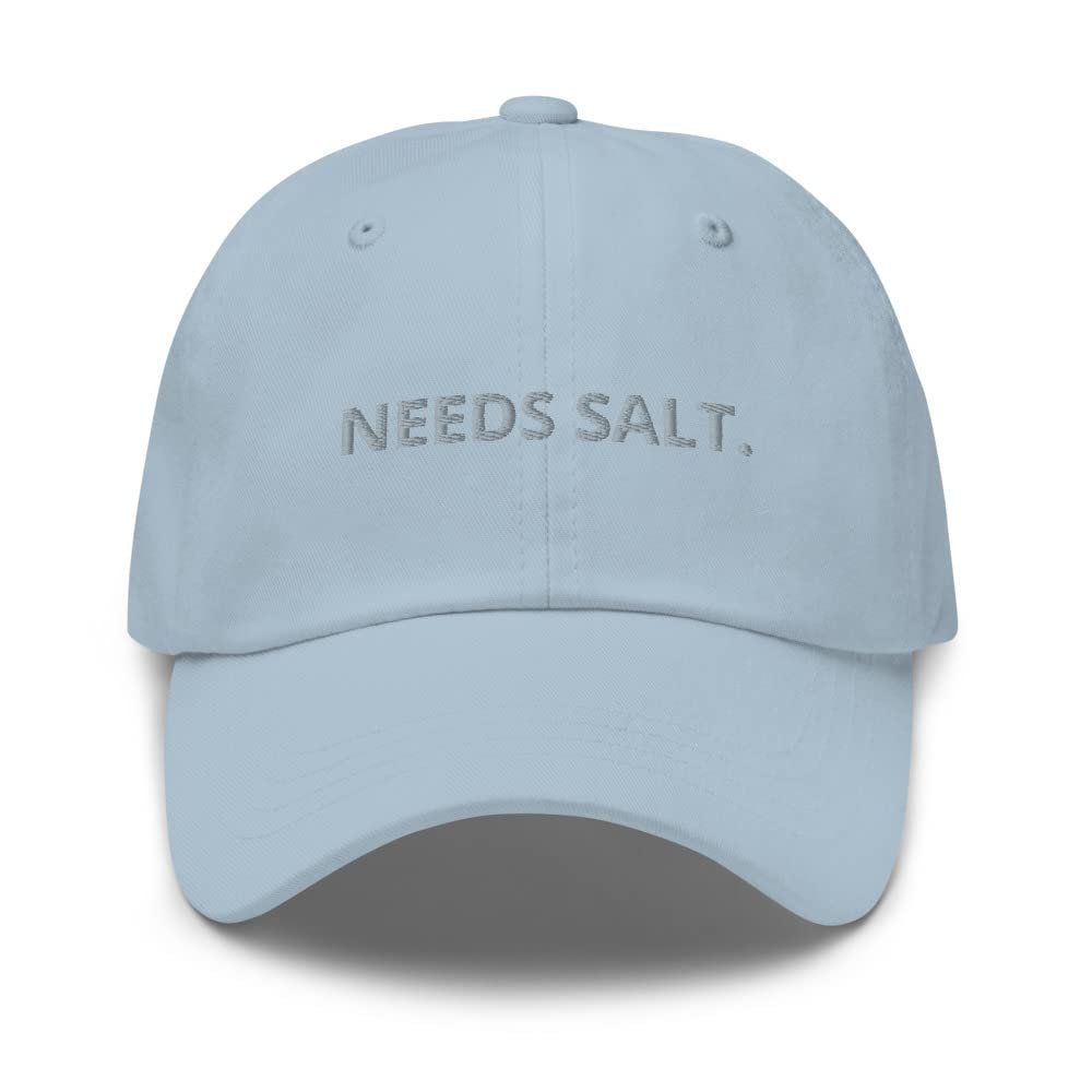 Needs Salt, Chef hat, Culinary hat, Embroidered Cooking hat, Funny Chef hat, Foodie hat, Chef Gifts. Light Blue