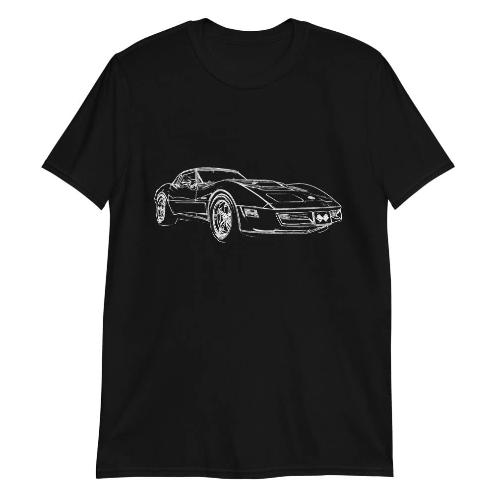 1982 'Vette C3 Line Art Muscle Car Collector Short-Sleeve Unisex T-Shirt Black