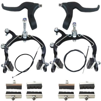 Bike Brake Caliper Set MX Side Pull Brakes 69-96mm Long Reach Rear & Front C Caliper Brake Include Brake levers Brake Wires Brake Calipers and 8 Pieces Brake Rubber Pads for Most TMX MTB Road Bicycles