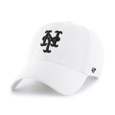 '47 New York Mets Clean Up Dad Hat Baseball Cap - White White, Black One Size