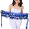 ZLTdream Lady's Belly Dance Film Gong Skirt Hip Scarf Belt Chiffon with Gold Coins Dark Blue view 1