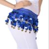 ZLTdream Lady's Belly Dance Film Gong Skirt Hip Scarf Belt Chiffon with Gold Coins Dark Blue view 2