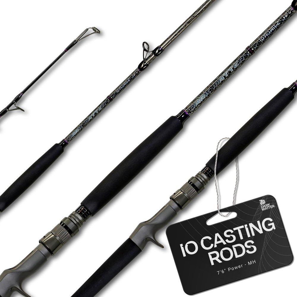 Dark Matter IO Casting Rods - 7'6", Grey/Black - Mod Fast Action 7 Foot Medium Heavy Casting Rod, Conventional Salt & Freshwater Baitcaster Rod EVA Grip & Fuji Alconite K Guides, Travel Fishing Rods
