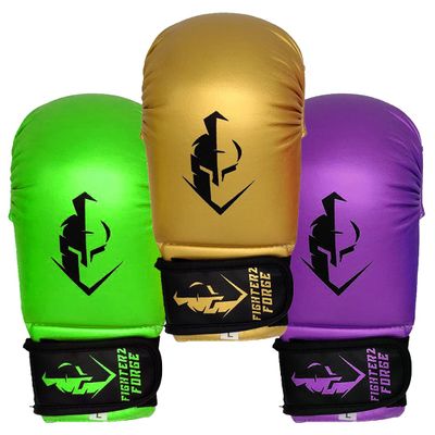 Fighterz Forge Karate Mits , Kumite Sparring Gloves , Colors Gold Green Purple Hand Pads (Medium, Gold)